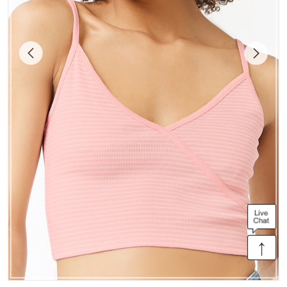 Pink and white striped crop top